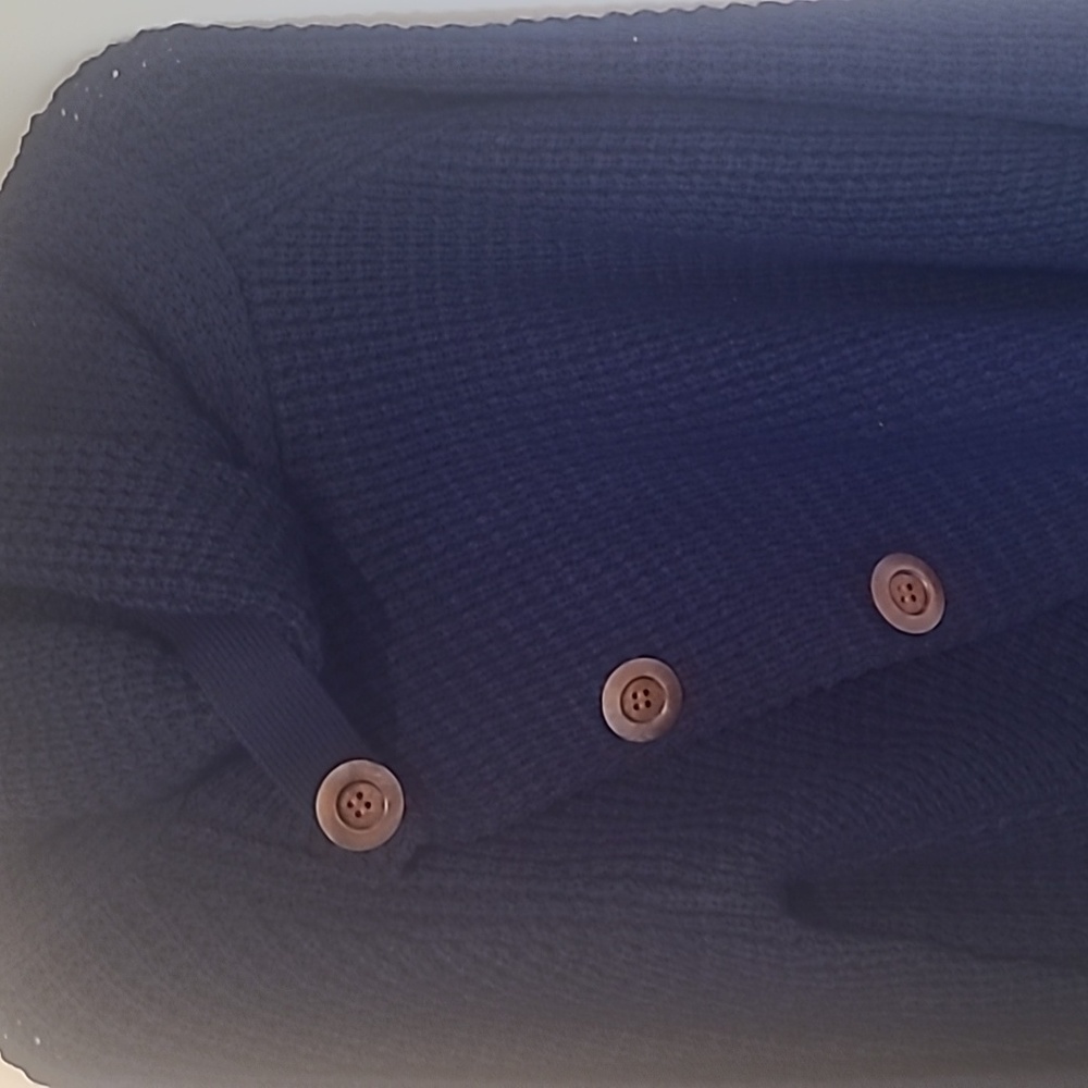 Women's blue waffle sweater. - Picture 3 of 5
